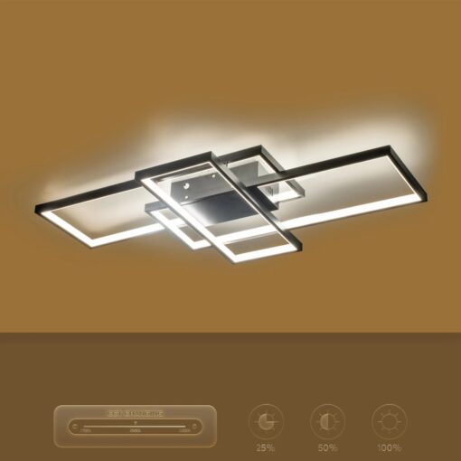 kelvo® QUADRA KLV-101-0293 Φωτιστικό Οροφής LED 100W 10000lm 120° AC 220-240V IP20 Ρυθμιζόμενο Λευκό CCT με Χειριστήριο από 2700K έως 6000K Dimmable – Lumileds SMD Chip – Μαύρο Ματ – Μ85 x Π45 x Υ9cm – 3 Χρόνια Εγγύηση