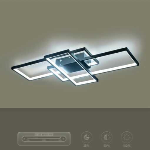 kelvo® QUADRA KLV-101-0293 Φωτιστικό Οροφής LED 100W 10000lm 120° AC 220-240V IP20 Ρυθμιζόμενο Λευκό CCT με Χειριστήριο από 2700K έως 6000K Dimmable – Lumileds SMD Chip – Μαύρο Ματ – Μ85 x Π45 x Υ9cm – 3 Χρόνια Εγγύηση