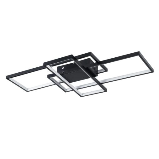 kelvo® QUADRA KLV-101-0293 Φωτιστικό Οροφής LED 100W 10000lm 120° AC 220-240V IP20 Ρυθμιζόμενο Λευκό CCT με Χειριστήριο από 2700K έως 6000K Dimmable – Lumileds SMD Chip – Μαύρο Ματ – Μ85 x Π45 x Υ9cm – 3 Χρόνια Εγγύηση