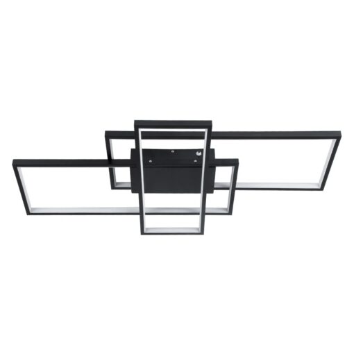 kelvo® QUADRA KLV-101-0293 Φωτιστικό Οροφής LED 100W 10000lm 120° AC 220-240V IP20 Ρυθμιζόμενο Λευκό CCT με Χειριστήριο από 2700K έως 6000K Dimmable – Lumileds SMD Chip – Μαύρο Ματ – Μ85 x Π45 x Υ9cm – 3 Χρόνια Εγγύηση