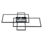 kelvo® QUADRA KLV-101-0293 Φωτιστικό Οροφής LED 100W 10000lm 120° AC 220-240V IP20 Ρυθμιζόμενο Λευκό CCT με Χειριστήριο από 2700K έως 6000K Dimmable – Lumileds SMD Chip – Μαύρο Ματ – Μ85 x Π45 x Υ9cm – 3 Χρόνια Εγγύηση