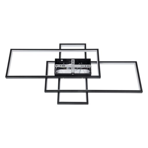 kelvo® QUADRA KLV-101-0293 Φωτιστικό Οροφής LED 100W 10000lm 120° AC 220-240V IP20 Ρυθμιζόμενο Λευκό CCT με Χειριστήριο από 2700K έως 6000K Dimmable – Lumileds SMD Chip – Μαύρο Ματ – Μ85 x Π45 x Υ9cm – 3 Χρόνια Εγγύηση