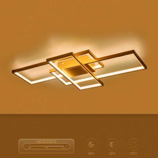 kelvo® QUADRA KLV-101-0295 Φωτιστικό Οροφής LED 100W 10000lm 120° AC 220-240V IP20 Ρυθμιζόμενο Λευκό CCT με Χειριστήριο από 2700K έως 6000K Dimmable – Lumileds SMD Chip – Σαμπανιζέ Χρυσό Ματ – Μ85 x Π45 x Υ9cm – 3 Χρόνια Εγγύηση