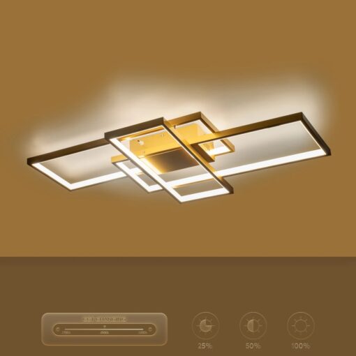 kelvo® QUADRA KLV-101-0295 Φωτιστικό Οροφής LED 100W 10000lm 120° AC 220-240V IP20 Ρυθμιζόμενο Λευκό CCT με Χειριστήριο από 2700K έως 6000K Dimmable – Lumileds SMD Chip – Σαμπανιζέ Χρυσό Ματ – Μ85 x Π45 x Υ9cm – 3 Χρόνια Εγγύηση