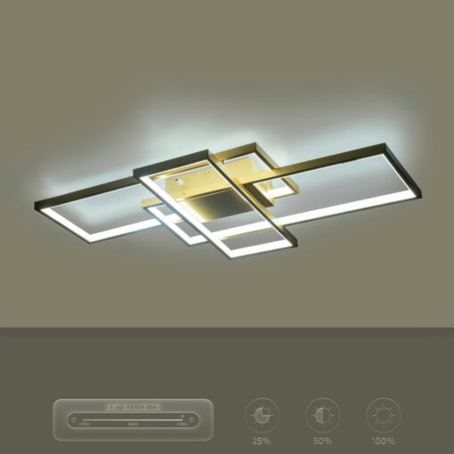 kelvo® QUADRA KLV-101-0295 Φωτιστικό Οροφής LED 100W 10000lm 120° AC 220-240V IP20 Ρυθμιζόμενο Λευκό CCT με Χειριστήριο από 2700K έως 6000K Dimmable – Lumileds SMD Chip – Σαμπανιζέ Χρυσό Ματ – Μ85 x Π45 x Υ9cm – 3 Χρόνια Εγγύηση