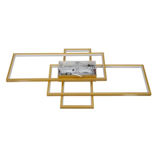 kelvo® QUADRA KLV-101-0295 Φωτιστικό Οροφής LED 100W 10000lm 120° AC 220-240V IP20 Ρυθμιζόμενο Λευκό CCT με Χειριστήριο από 2700K έως 6000K Dimmable – Lumileds SMD Chip – Σαμπανιζέ Χρυσό Ματ – Μ85 x Π45 x Υ9cm – 3 Χρόνια Εγγύηση