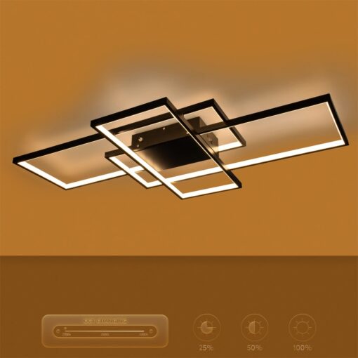 kelvo® QUADRA KLV-101-0296 Φωτιστικό Οροφής LED 120W 12000lm 120° AC 220-240V IP20 Ρυθμιζόμενο Λευκό CCT με Χειριστήριο από 2700K έως 6000K Dimmable – Lumileds SMD Chip – Μαύρο Ματ – Μ105 x Π60 x Υ9cm – 3 Χρόνια Εγγύηση