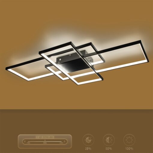 kelvo® QUADRA KLV-101-0296 Φωτιστικό Οροφής LED 120W 12000lm 120° AC 220-240V IP20 Ρυθμιζόμενο Λευκό CCT με Χειριστήριο από 2700K έως 6000K Dimmable – Lumileds SMD Chip – Μαύρο Ματ – Μ105 x Π60 x Υ9cm – 3 Χρόνια Εγγύηση