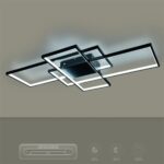 kelvo® QUADRA KLV-101-0296 Φωτιστικό Οροφής LED 120W 12000lm 120° AC 220-240V IP20 Ρυθμιζόμενο Λευκό CCT με Χειριστήριο από 2700K έως 6000K Dimmable – Lumileds SMD Chip – Μαύρο Ματ – Μ105 x Π60 x Υ9cm – 3 Χρόνια Εγγύηση