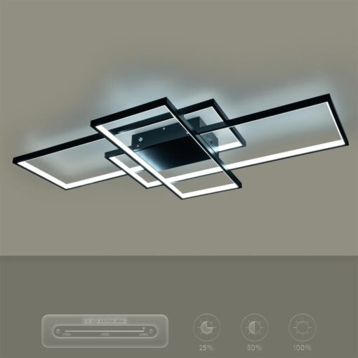 kelvo® QUADRA KLV-101-0296 Φωτιστικό Οροφής LED 120W 12000lm 120° AC 220-240V IP20 Ρυθμιζόμενο Λευκό CCT με Χειριστήριο από 2700K έως 6000K Dimmable – Lumileds SMD Chip – Μαύρο Ματ – Μ105 x Π60 x Υ9cm – 3 Χρόνια Εγγύηση
