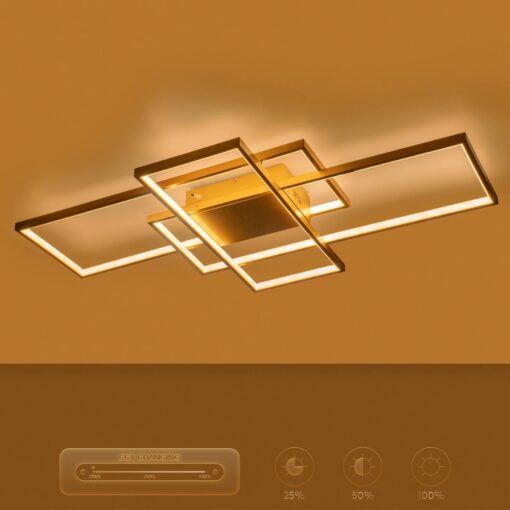 kelvo® QUADRA KLV-101-0298 Φωτιστικό Οροφής LED 120W 12000lm 120° AC 220-240V IP20 Ρυθμιζόμενο Λευκό CCT με Χειριστήριο από 2700K έως 6000K Dimmable – Lumileds SMD Chip – Σαμπανιζέ Χρυσό Ματ – Μ105 x Π60 x Υ9cm – 3 Χρόνια Εγγύηση