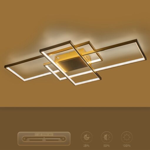 kelvo® QUADRA KLV-101-0298 Φωτιστικό Οροφής LED 120W 12000lm 120° AC 220-240V IP20 Ρυθμιζόμενο Λευκό CCT με Χειριστήριο από 2700K έως 6000K Dimmable – Lumileds SMD Chip – Σαμπανιζέ Χρυσό Ματ – Μ105 x Π60 x Υ9cm – 3 Χρόνια Εγγύηση
