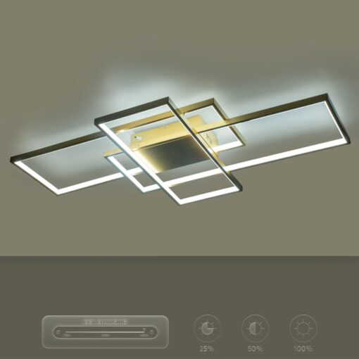 kelvo® QUADRA KLV-101-0298 Φωτιστικό Οροφής LED 120W 12000lm 120° AC 220-240V IP20 Ρυθμιζόμενο Λευκό CCT με Χειριστήριο από 2700K έως 6000K Dimmable – Lumileds SMD Chip – Σαμπανιζέ Χρυσό Ματ – Μ105 x Π60 x Υ9cm – 3 Χρόνια Εγγύηση