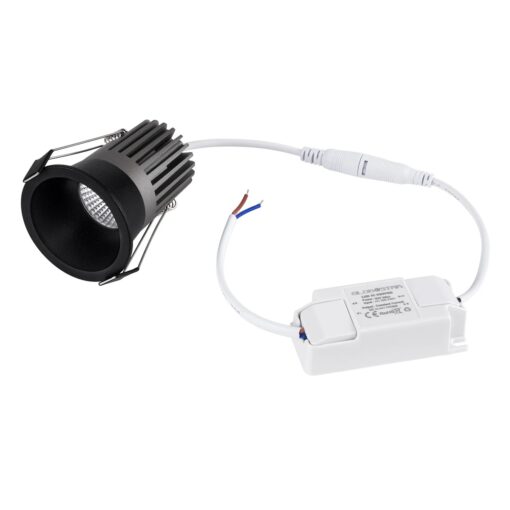 kelvo® DOT KLV-101-0308 Χωνευτό Φωτιστικό Downlight Σποτ LED 7W 910lm 38° AC 220-240V IP20 Φυσικό Λευκό 4500K – Bridgelux COB Chip & TÜV SÜD Driver – Μαύρο Ματ – Μ6 x Π6 x Υ7.8cm / Q5cm – 5 Χρόνια Εγγύηση