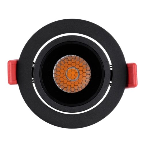 kelvo® LEO KLV-101-0311 Χωνευτό Κινούμενο Φωτιστικό Downlight Σποτ με Honeycomb Anti-Glare Reflector LED 10W 1250lm 38° AC 220-240V IP20 Θερμό Λευκό 2700K – Bridgelux COB Chip & TÜV SÜD Driver – Μαύρο Ματ – Μ8.5 x Π8.5 x Υ6.6cm / Q7.5cm – 5 Χρόνια Εγγύηση