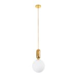 kelvo® ESTETICO KLV-101-0382 Κρεμαστό Φωτιστικό Οροφής για Λάμπα με Ντουί E27 AC 220-240V IP20 – Χρυσό Βούρτσας Πλατίνα & Λευκό – Μ20 x Π20 x Υ38cm