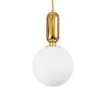 kelvo® ESTETICO KLV-101-0382 Κρεμαστό Φωτιστικό Οροφής για Λάμπα με Ντουί E27 AC 220-240V IP20 – Χρυσό Βούρτσας Πλατίνα & Λευκό – Μ20 x Π20 x Υ38cm