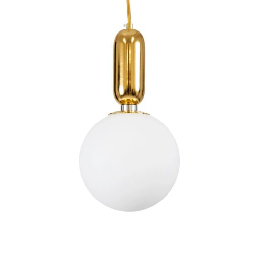 kelvo® ESTETICO KLV-101-0382 Κρεμαστό Φωτιστικό Οροφής για Λάμπα με Ντουί E27 AC 220-240V IP20 – Χρυσό Βούρτσας Πλατίνα & Λευκό – Μ20 x Π20 x Υ38cm