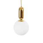kelvo® ESTETICO KLV-101-0382 Κρεμαστό Φωτιστικό Οροφής για Λάμπα με Ντουί E27 AC 220-240V IP20 – Χρυσό Βούρτσας Πλατίνα & Λευκό – Μ20 x Π20 x Υ38cm