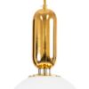 kelvo® ESTETICO KLV-101-0382 Κρεμαστό Φωτιστικό Οροφής για Λάμπα με Ντουί E27 AC 220-240V IP20 – Χρυσό Βούρτσας Πλατίνα & Λευκό – Μ20 x Π20 x Υ38cm