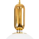 kelvo® ESTETICO KLV-101-0382 Κρεμαστό Φωτιστικό Οροφής για Λάμπα με Ντουί E27 AC 220-240V IP20 – Χρυσό Βούρτσας Πλατίνα & Λευκό – Μ20 x Π20 x Υ38cm