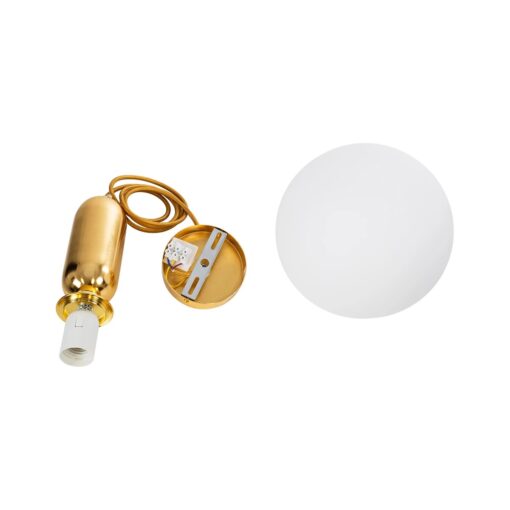 kelvo® ESTETICO KLV-101-0382 Κρεμαστό Φωτιστικό Οροφής για Λάμπα με Ντουί E27 AC 220-240V IP20 – Χρυσό Βούρτσας Πλατίνα & Λευκό – Μ20 x Π20 x Υ38cm