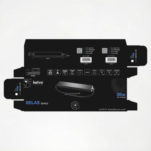 kelvo® SELAS KLV-107-0020 Τροφοδοτικό/Μετασχηματιστής Class II SELV 36W 3A AC 220-240V σε DC 12V Αδιάβροχο IP67 – Γκρι Ανθρακί Ματ – Μ22 x Π3 x Υ2cm – 5 Χρόνια Εγγύηση