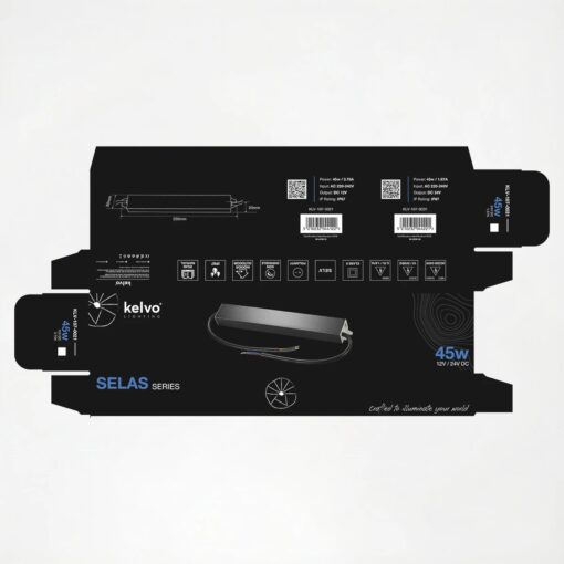 kelvo® SELAS KLV-107-0021 Τροφοδοτικό/Μετασχηματιστής Class II SELV 45W 3.75A AC 220-240V σε DC 12V Αδιάβροχο IP67 – Γκρι Ανθρακί Ματ – Μ22 x Π3 x Υ2cm – 5 Χρόνια Εγγύηση