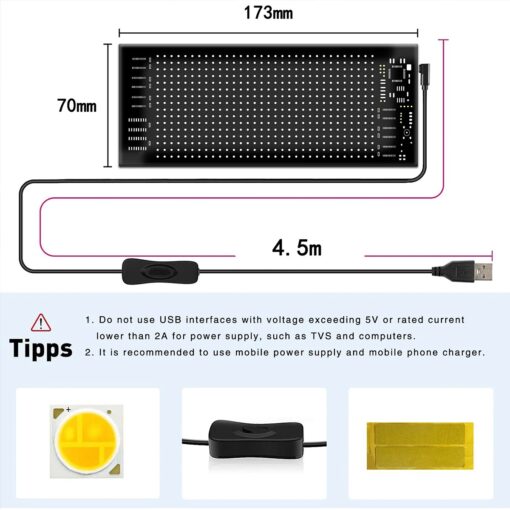 GLOBOSTAR® MATRIX GLB-106-0001 Εύκαμπτη Κυλιόμενη Ψηφιακή Επιγραφή 17.3x7cm P4 32×16 Pixel LED 10W DC 5V 2A με USB 2.0 Αδιάβροχο IP65 Πολύχρωμο RGB – Bluetooth Control μέσω iPIXEL APP – Μ17.3 x Π0.2 x Υ7cm – 2 Χρόνια Εγγύηση