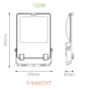 LED Προβολέας VADER 150W – 23.250lm – 155 lm/W – 6000K – IP66 – IK08 – 5yrs Wty ACA VADER15060