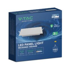 CCT LED Panel V-TAC Cree Chip 18W 1980lm 3in1 Τετράγωνο Χωνευτό 22x22cm 6yrs Wty 104866VT