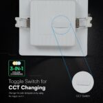 CCT LED Panel V-TAC Cree Chip 18W 1980lm 3in1 Τετράγωνο Χωνευτό 22x22cm 6yrs Wty 104866VT