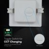 CCT LED Panel V-TAC Cree Chip 24W 2640lm 3in1 Τετράγωνο Χωνευτό 30x30cm 6yrs Wty 104896VT