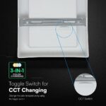 CCT LED Panel V-TAC Cree Chip 18W 1980lm 3in1 Τετράγωνο Επιφανειακό 22x22cm 6yrs Wty 104986VT