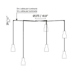 TATAWIN PENDANT LAMP SHADE METAL S BLACK 5xE27 Faro Barcelona 1-FR20340-141-5L