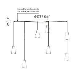 TATAWIN PENDANT LAMP SHADE METAL S BLACK 7xE27 Faro Barcelona 1-FR20340-141-7L