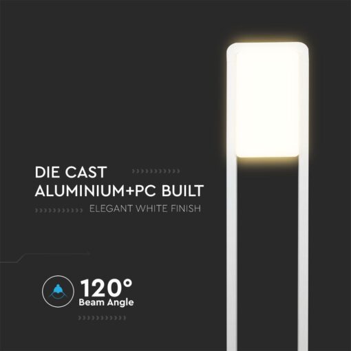 10W LED Φωτιστικό Κολωνάκι 80cm V-TAC Samsung Chip Λευκό Σώμα IP65 4000K 2120117VT
