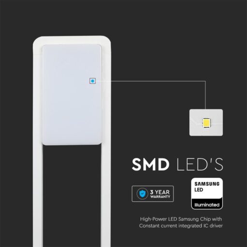 10W LED Φωτιστικό Κολωνάκι 80cm V-TAC Samsung Chip Λευκό Σώμα IP65 4000K 2120117VT
