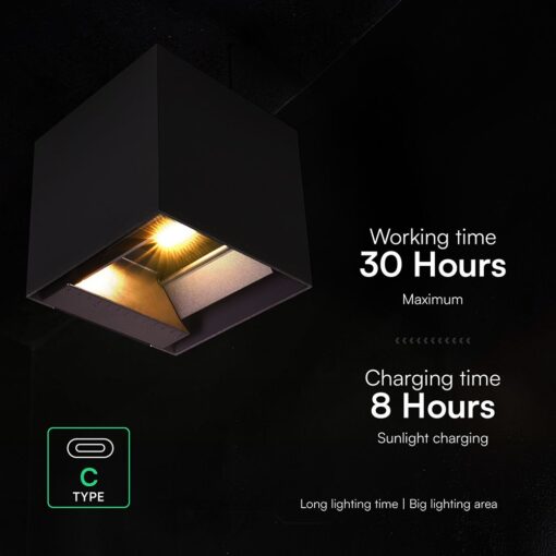 Ηλιακό LED Φωτιστικό Τοίχου 9W 800 lm 3in1 PIR Sensor IP65 – Μαύρο V-TAC 23770‑1