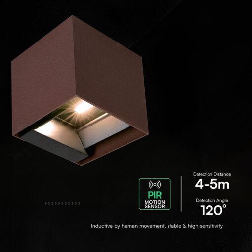 V‑TAC Ηλιακό Φωτιστικό Τοίχου 9W 800lm 3in1 με Ανιχνευτή Κίνησης IP65 Corten – 23824‑1