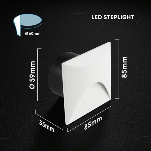 V‑TAC LED Φωτιστικό Σκαλοπατιών 3W 230lm 3000K IP65 Τετράγωνο Λευκό – 24231