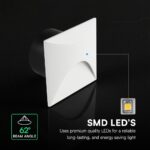 V‑TAC LED Φωτιστικό Σκαλοπατιών 3W 230lm 3000K IP65 Τετράγωνο Λευκό – 24231