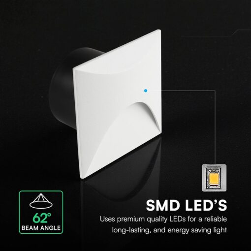 V‑TAC LED Φωτιστικό Σκαλοπατιών 3W 230lm 3000K IP65 Τετράγωνο Λευκό – 24231