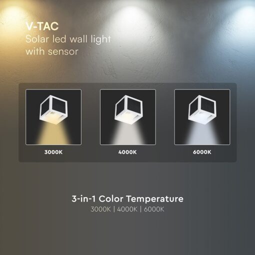 V-TAC 24295 Ηλιακό LED Φωτιστικό Τοίχου 9W 900 lm 3in1 PIR Sensor IP65 – Λευκό