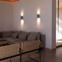 SOLE WALL LIGHT ROUND GREY SMOOTH 2xGU10 Faro Barcelona 1-FR40540