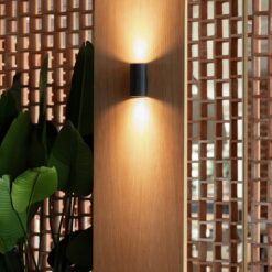SOLE ROUND BLACK STRIPED WALL LIGHT 2xGU10 Faro Barcelona 1-FR40543