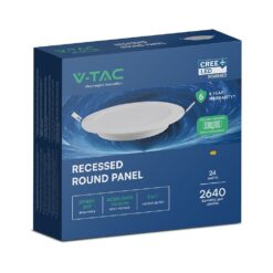 CCT LED Panel V-TAC Cree Chip 24W 2640lm 3in1 Στρογγυλό Χωνευτό Φ30cm 6yrs Wty 78676VT