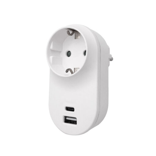 Αντάπτορας με 1 θέση σούκο + 1 θύρα USB + 1 θύρα Type C Braytron BY72-02035BR