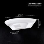 V‑TAC 234216VT Φωτιστικό Τοίχου LED Λευκό 1060lm 4000K Ανιχνευτής Κίνησης PIR IP54 270×135×70