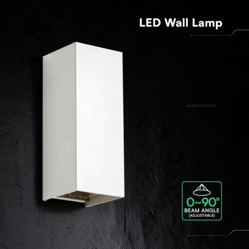 V‑TAC 24345VT Φωτιστικό Τοίχου LED Λευκό 1250lm 3CCT Up‑Down IP65 71×71×171